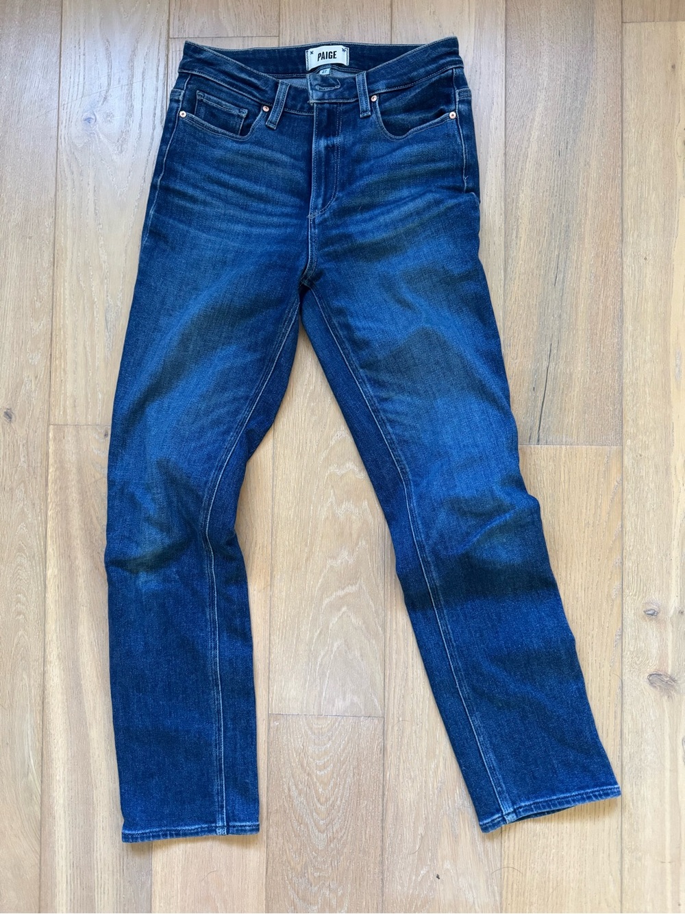 PAIGE Women's Indigo Blue Straight-Leg Jeans
